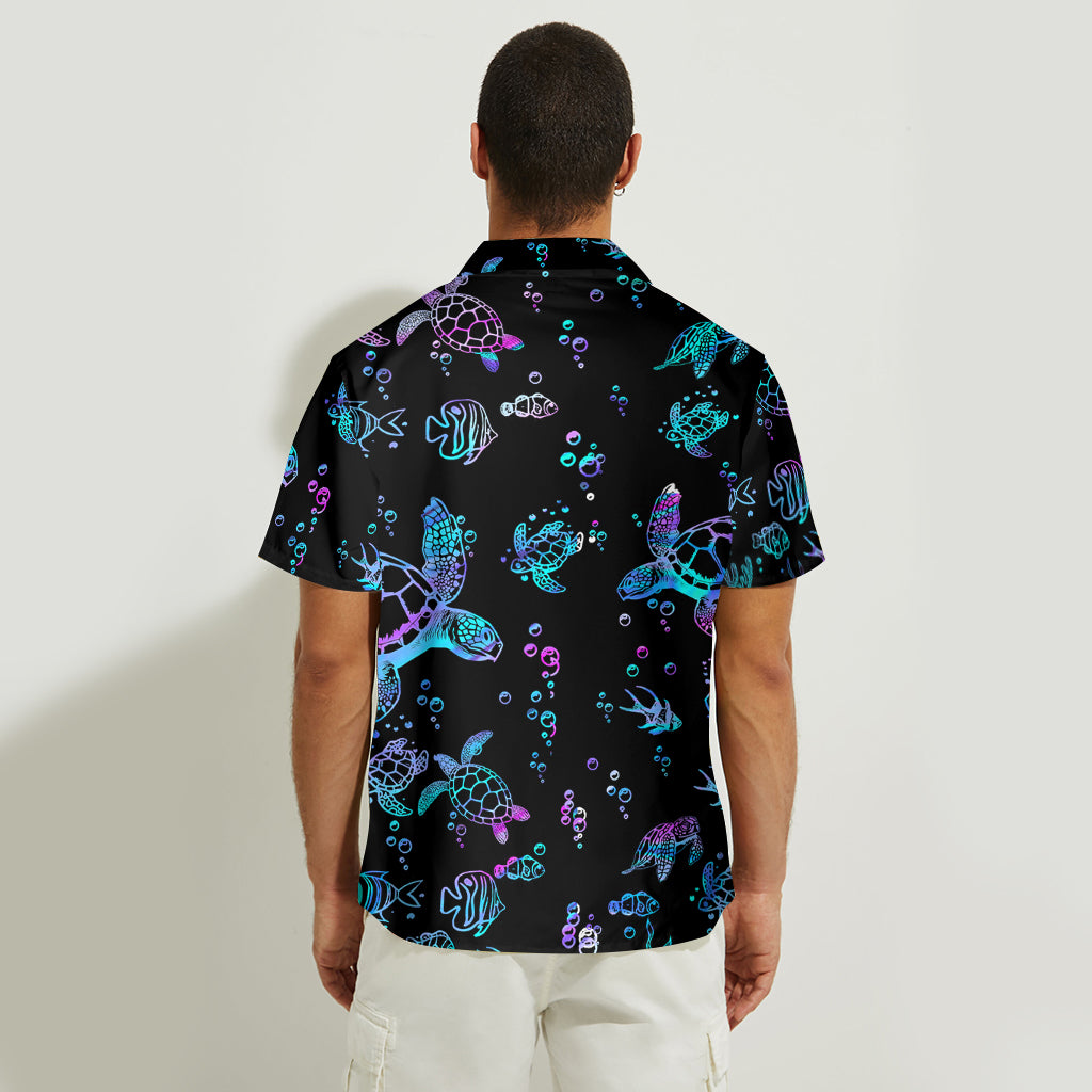 Hologram Turtle Beach Lovers - Personalized Turtle Hawaiian Shirt
