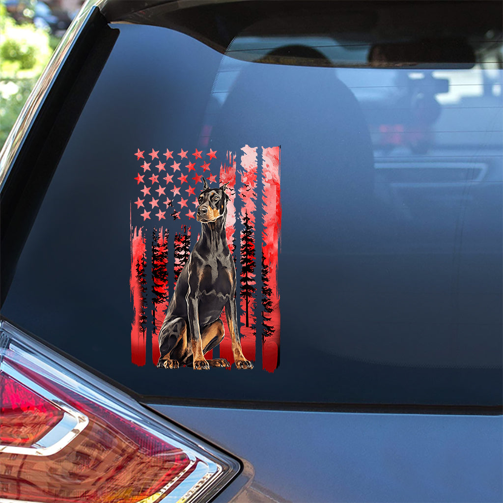 Red Flag Independence Day - Personalized Dog Decal Full