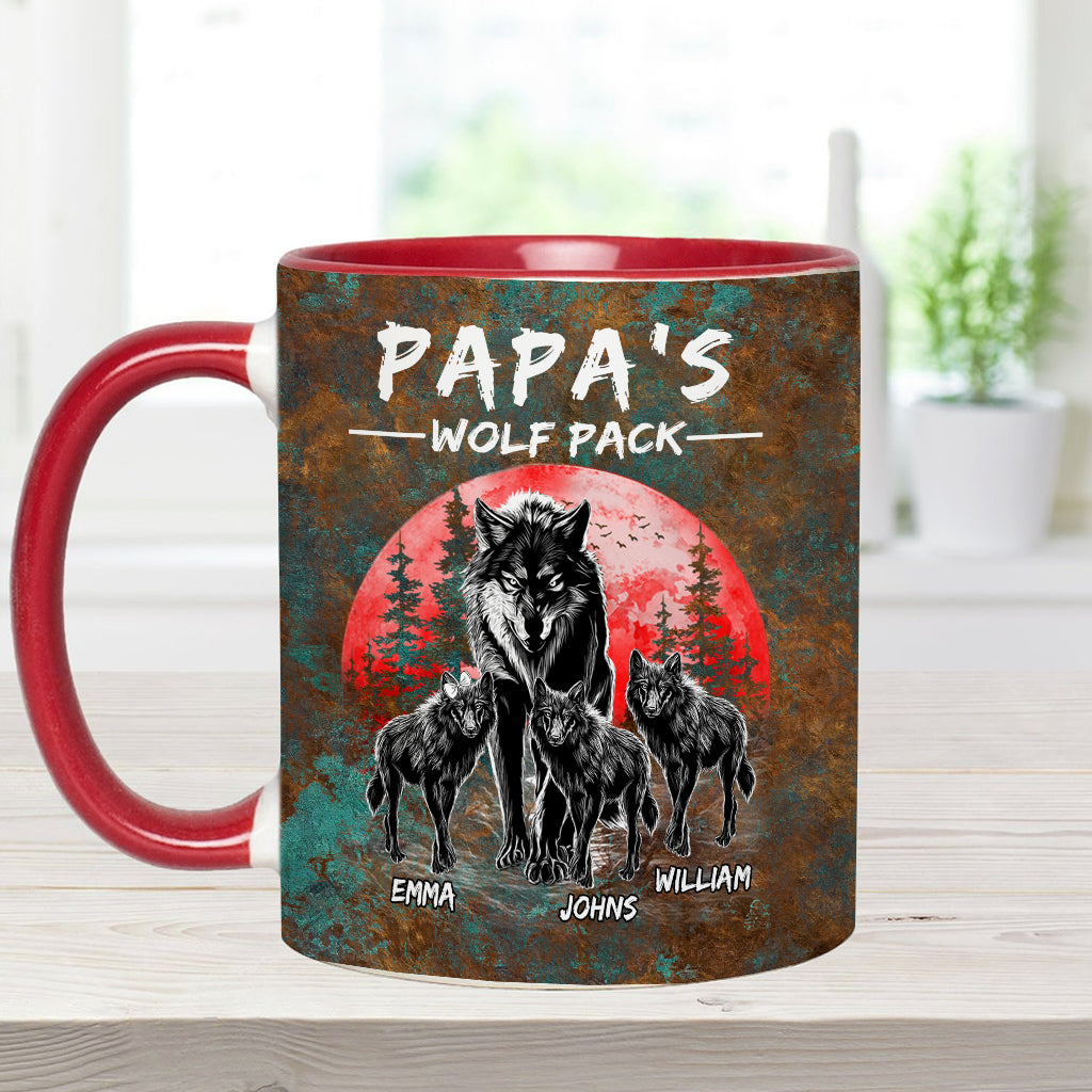 Opas Wolfsrudel – Personalisierte Tasse mit Vater-Akzent