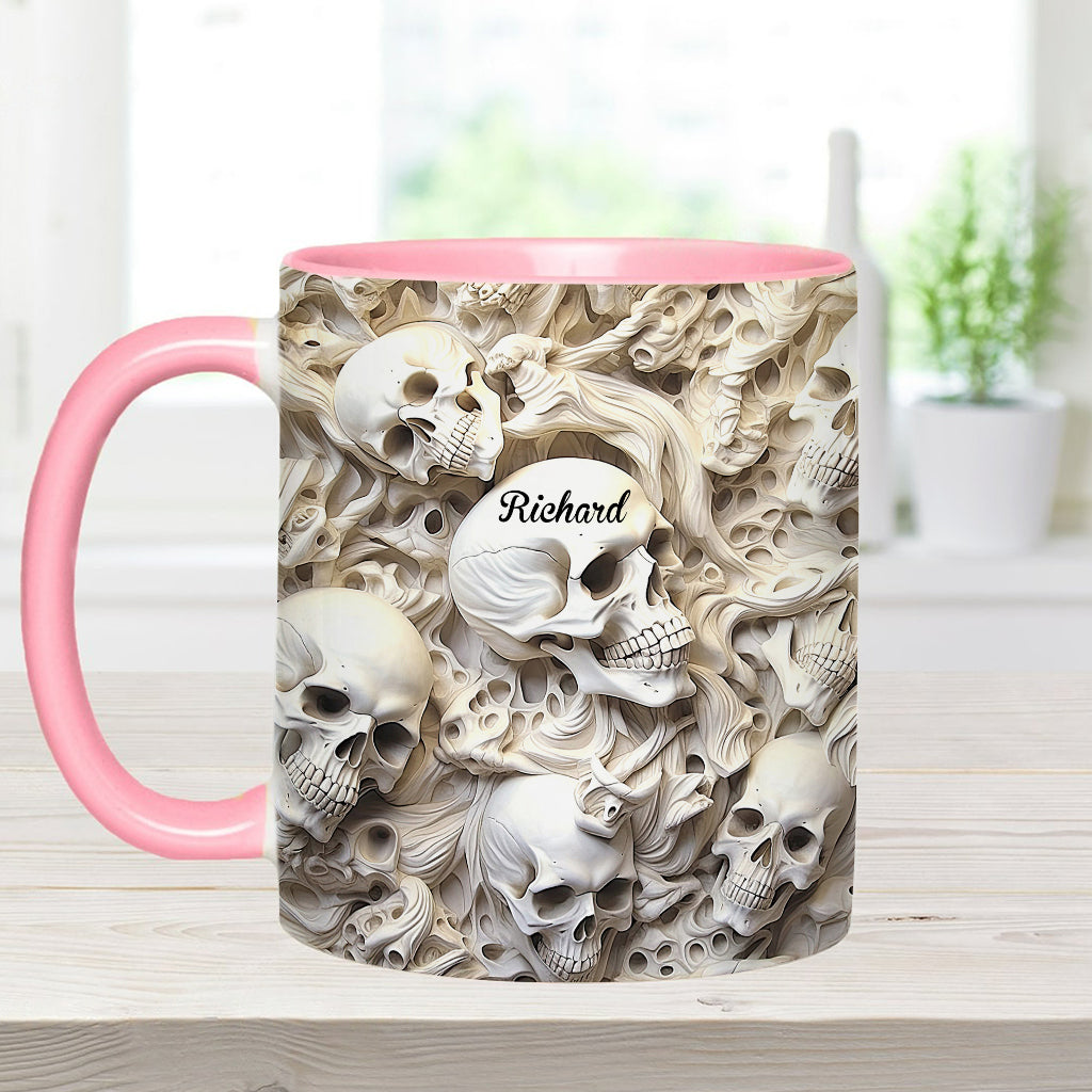 Weißer Totenkopf – Personalisierte Tasse mit Totenkopf-Akzent