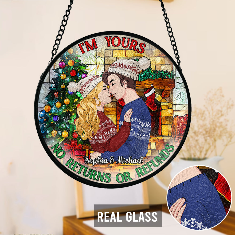 Keine Rückgabe oder Rückerstattung – Personalisierter Buntglas-Sonnenfänger für Paare