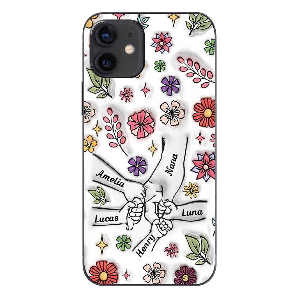 Spring Flower Holding Hands Nana Mom - Personalized Grandma Phone Case