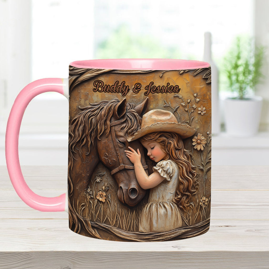 Einfach ein Mädchen, das Pferde liebt – personalisierte Tasse mit Pferdemotiv