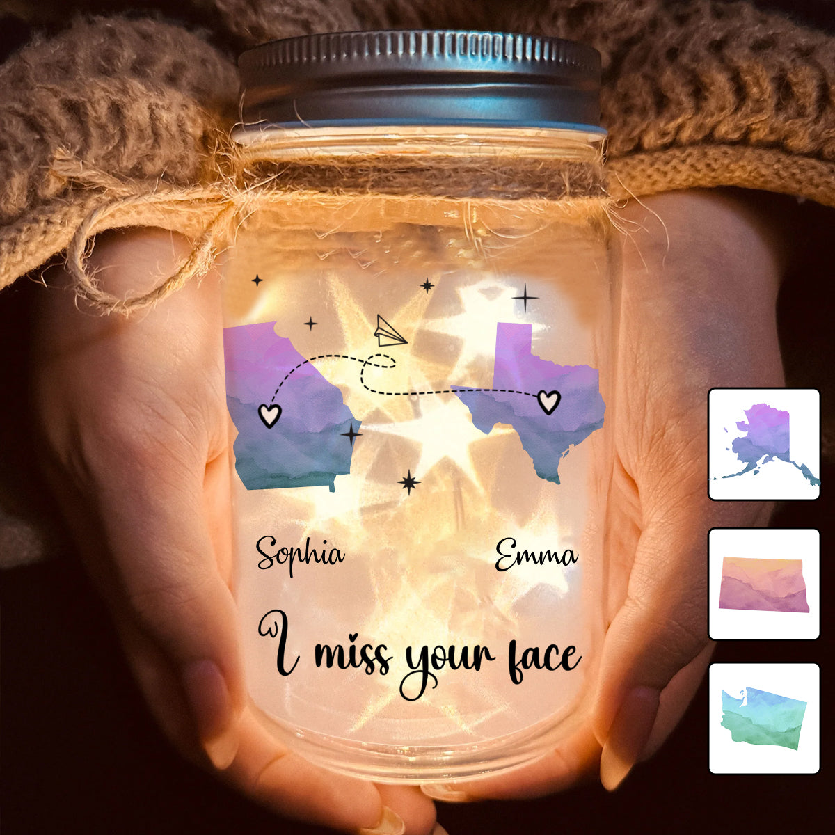 Ich vermisse dein Gesicht – Personalisierte Bestie-Einmachglas-Lampe