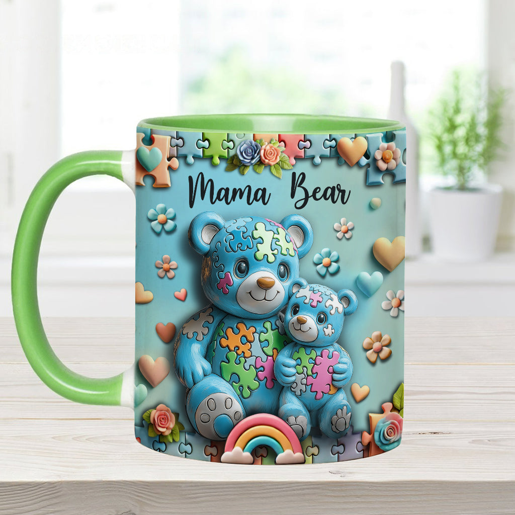 Mama Bär – Personalisierte Tasse mit Akzent für Autismus-Bewusstsein