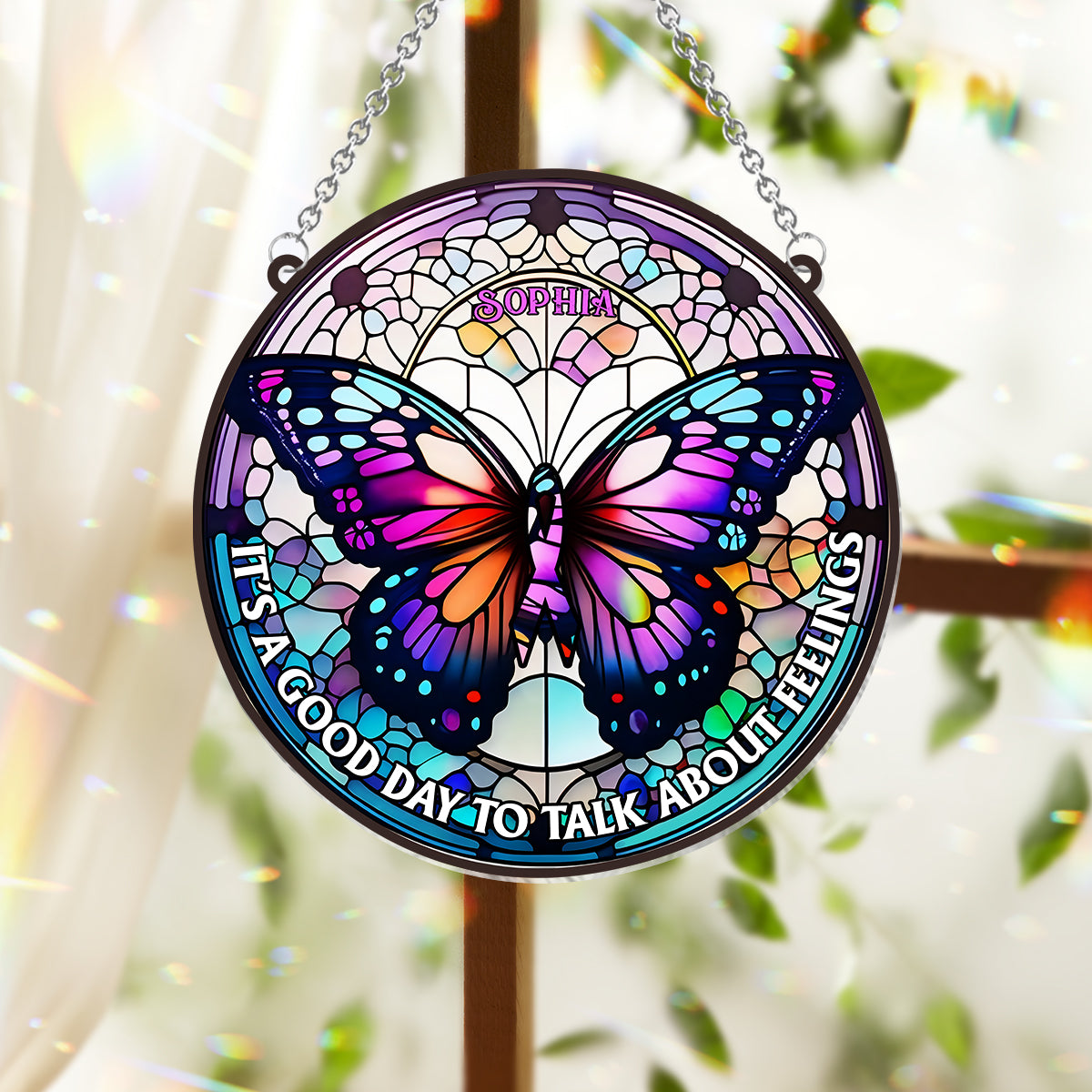 Heute ist ein guter Tag, um über Gefühle zu sprechen – Personalisierter Fensterhänger-Sonnenfänger