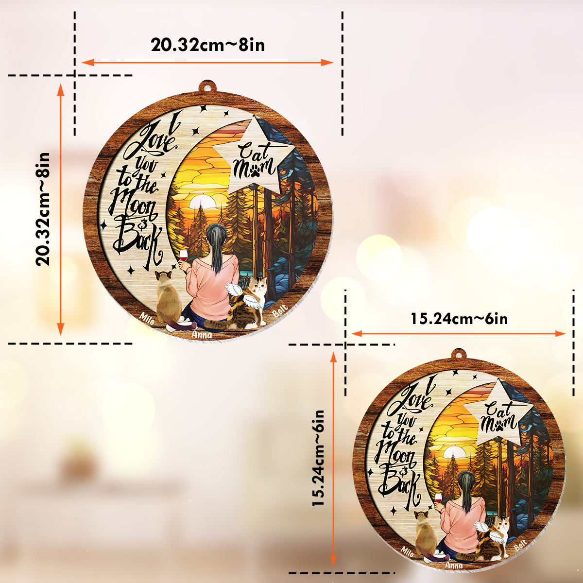 I Love You To The Moon And Back - Personalized Dog Window Hanging Suncatcher Ornament