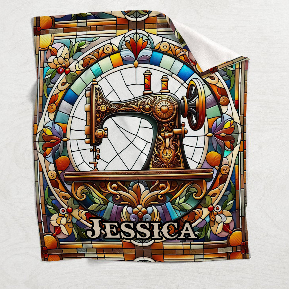 Bunte Nähmaschine – personalisierte Nähdecke