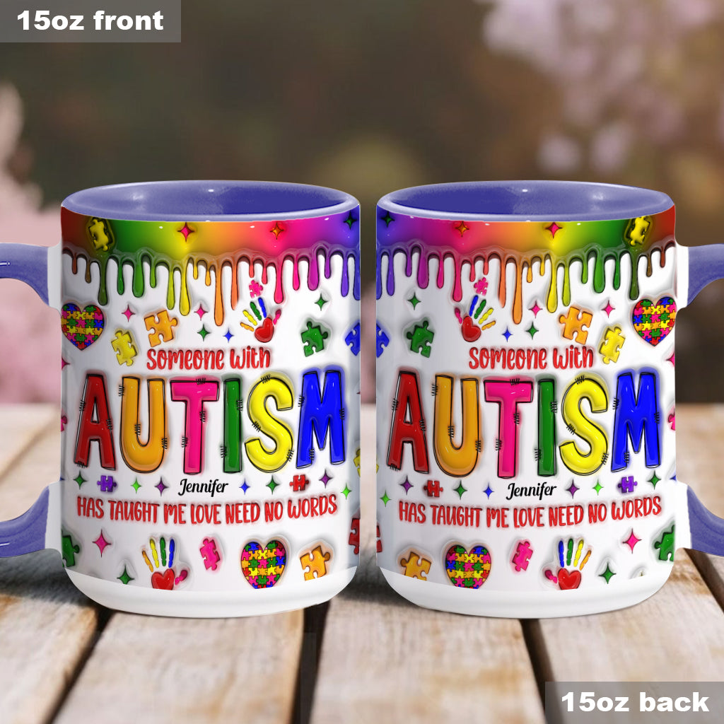 Liebe braucht keine Worte – Personalisierte Tasse mit Akzent zur Sensibilisierung für Autismus