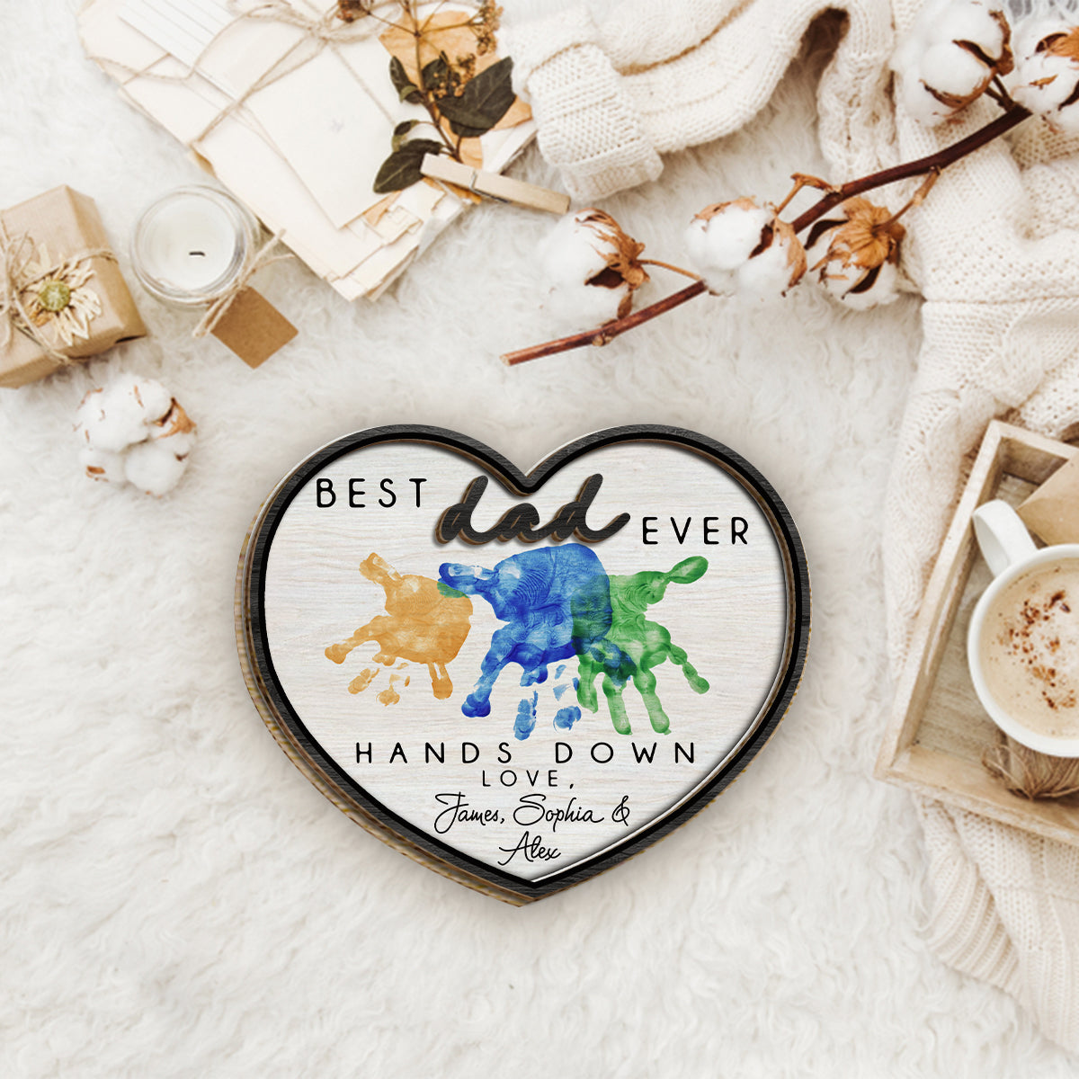 Bester Papa aller Zeiten – Personalisiertes zweilagiges Holzschild „Vater“ / Holzplakette