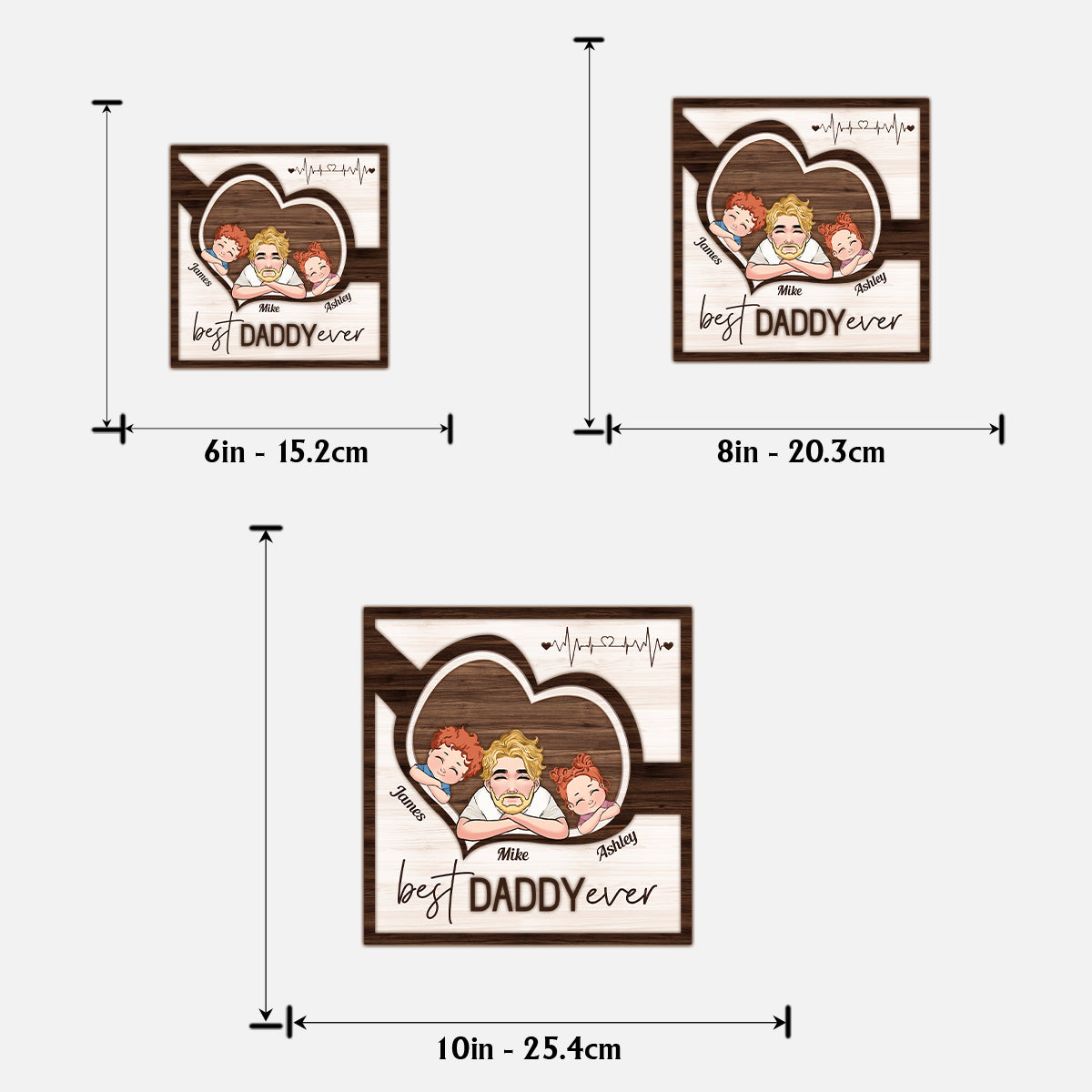 Bester Papa aller Zeiten – Personalisiertes 2-lagiges Holzschild „Vater“ / Holzplakette