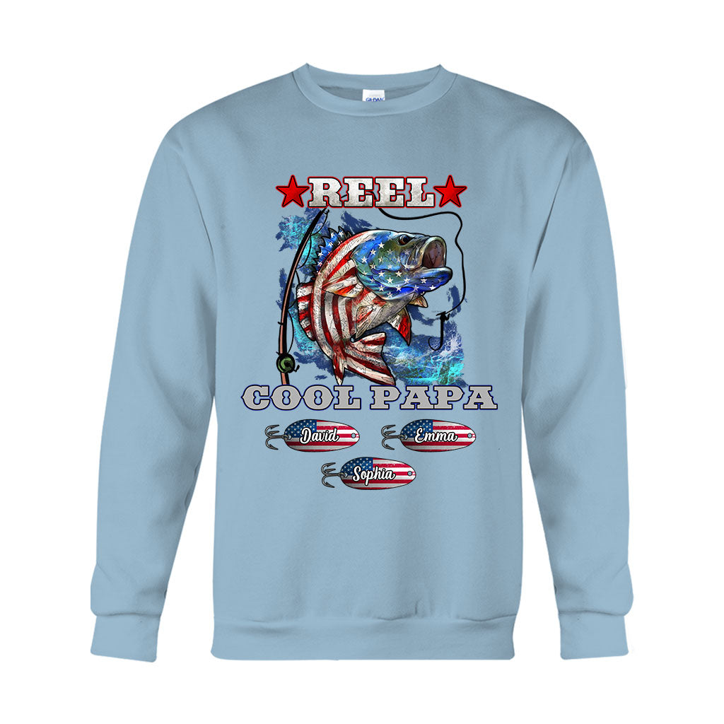 Reel Cool Papa Dad Uncle - Personalisiertes Angel-T-Shirt und Hoodie