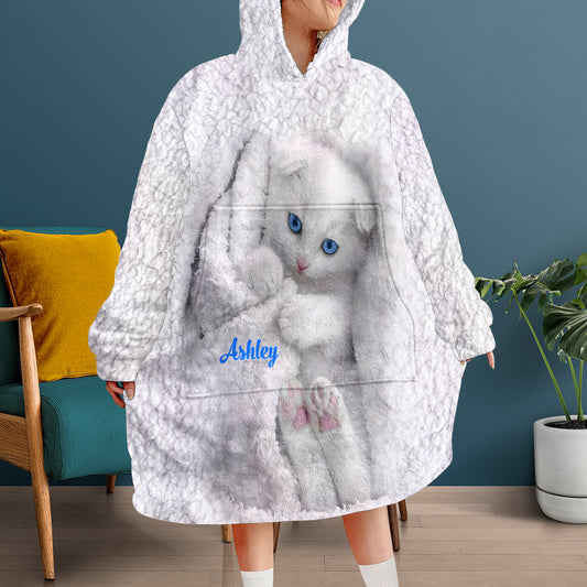 Happy Kitty - Personalized Cat Blanket Hoodie