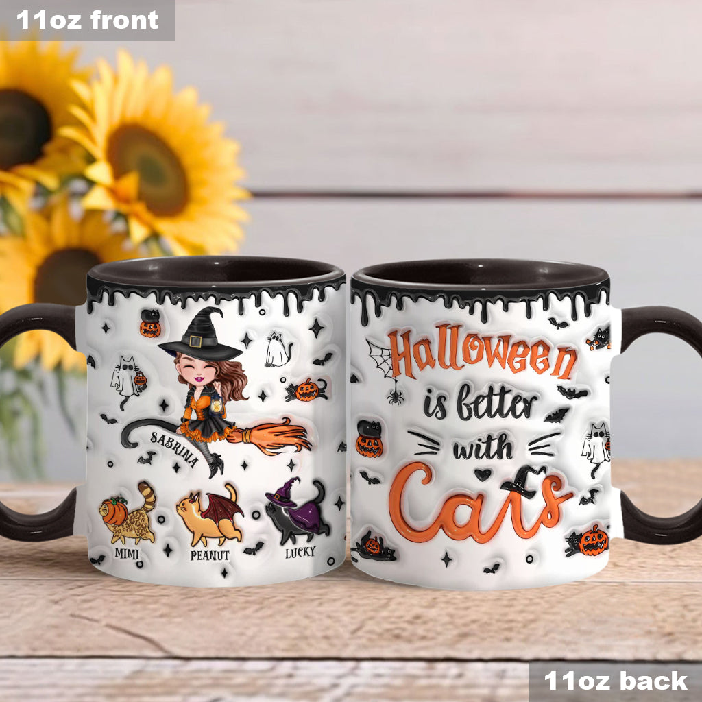 Halloween ist schöner mit einer Katze – Personalisierte Tasse mit Katzenmotiv