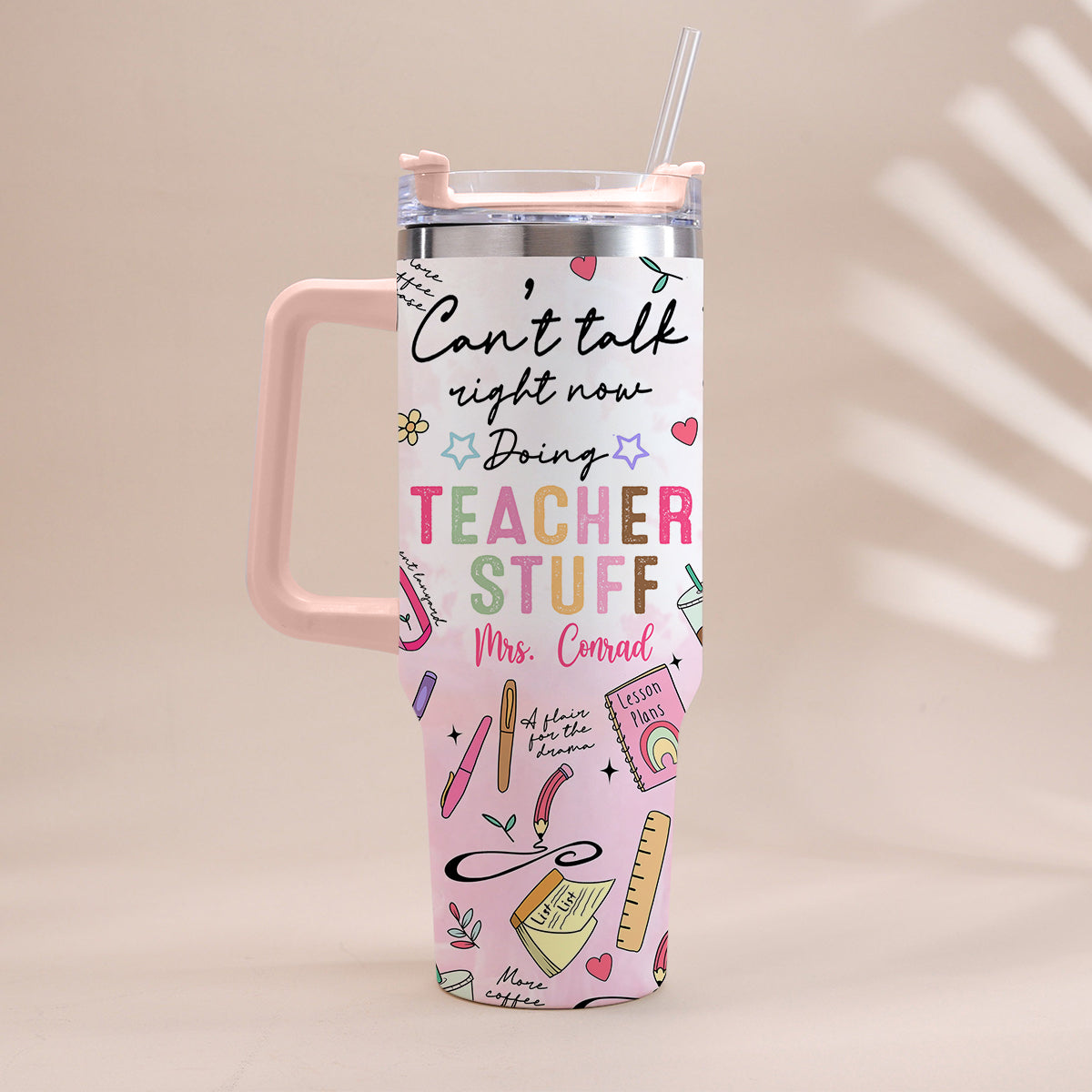 Teacher Stuff - Personalized Teacher Tumbler With Handle