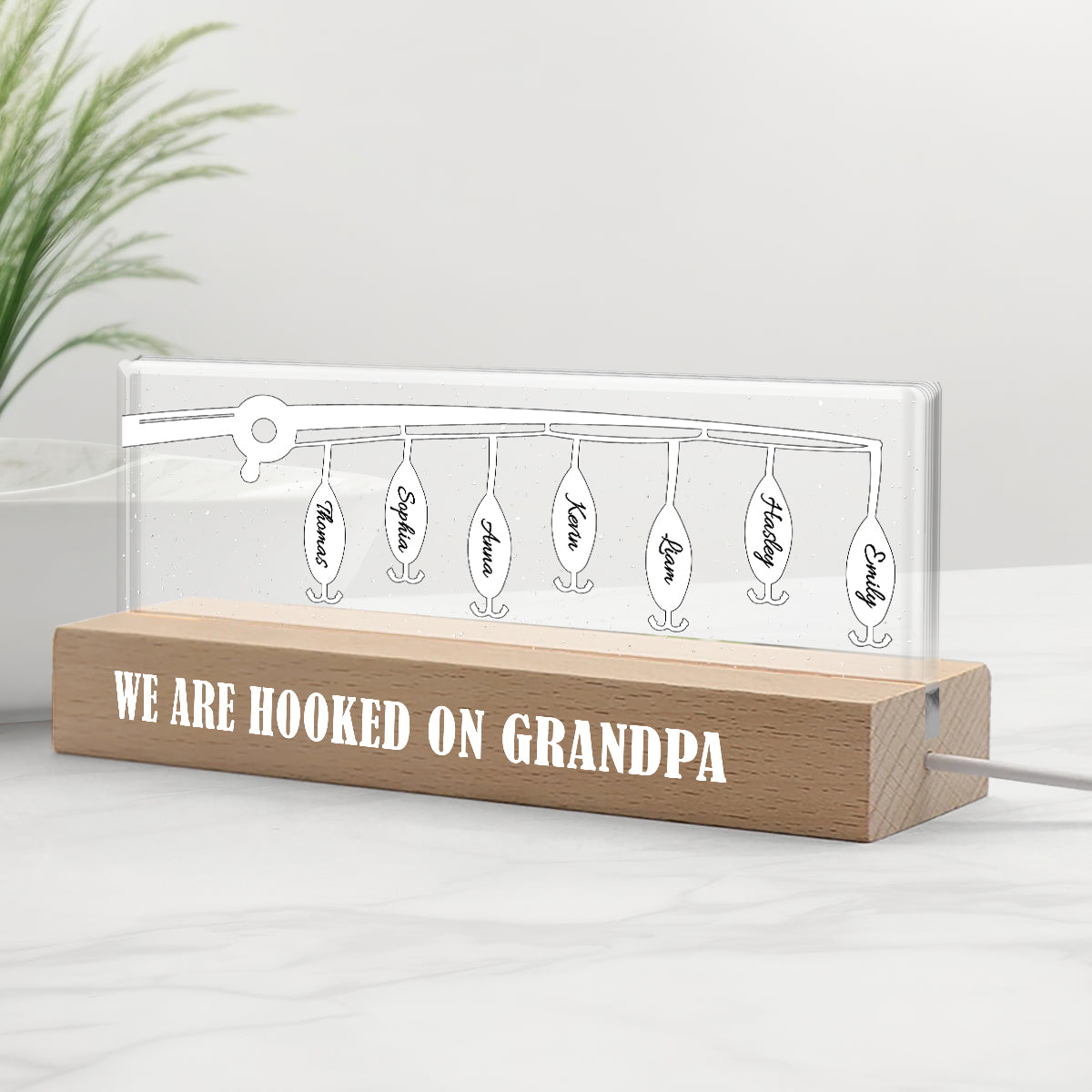 „Hooked On Dad“ – Personalisierte LED-Nachtleuchte für Väter