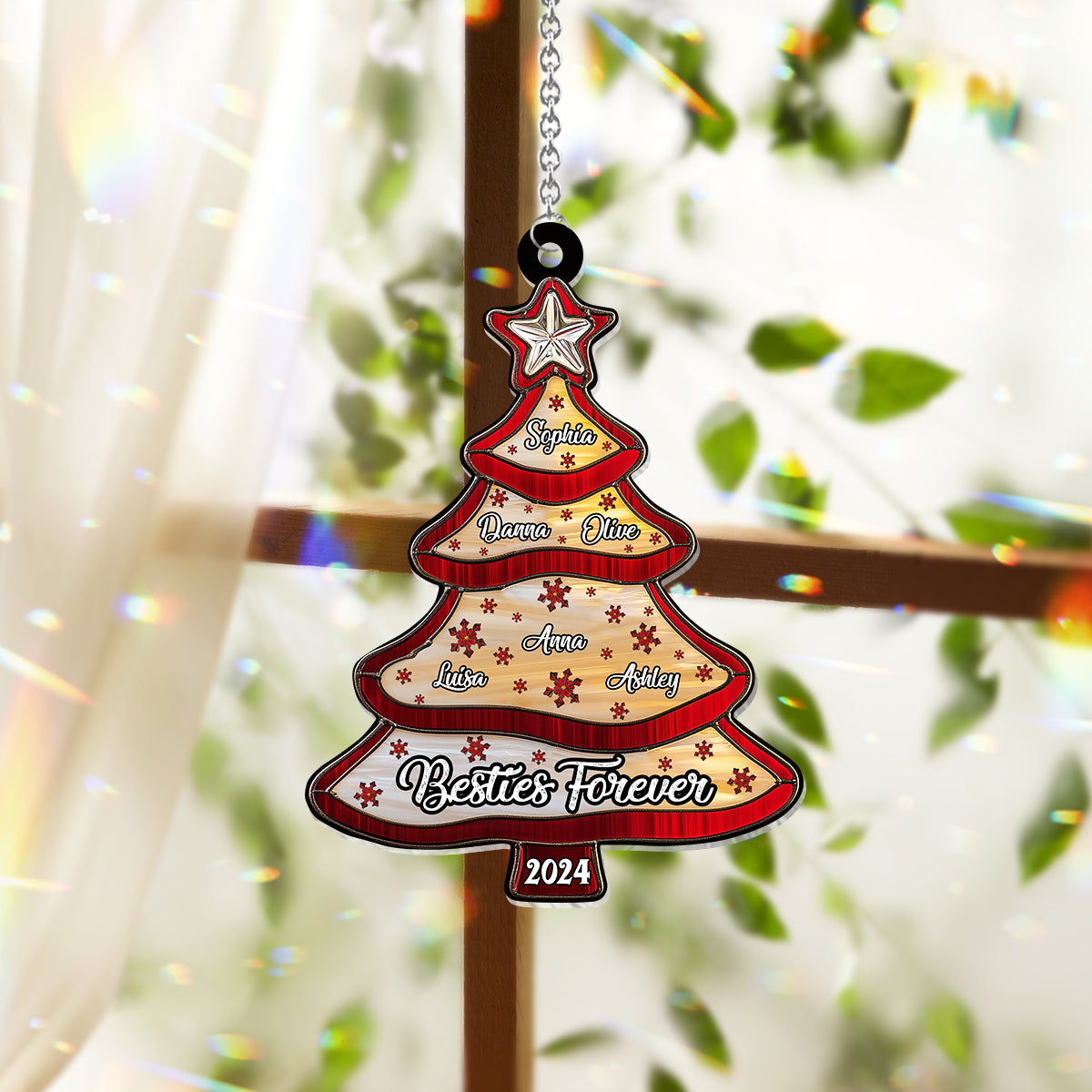 Für immer beste Freundinnen – Personalisierter Fensterhänger mit Sonnenfänger-Dekoration für beste Freundinnen 