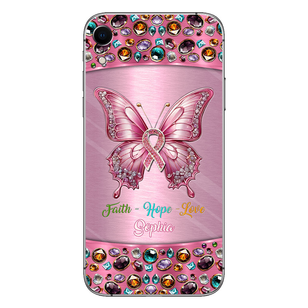 Hope For A Cure - Personalized Breast Cancer Awareness Clear Phone Case