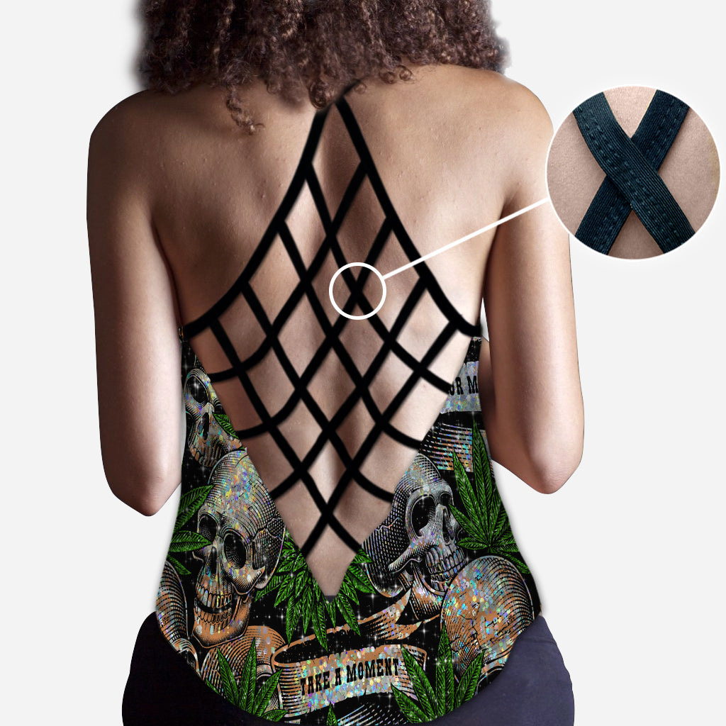 Canabis & Skull Marijuana - Personalized Weed Cross Tank Top