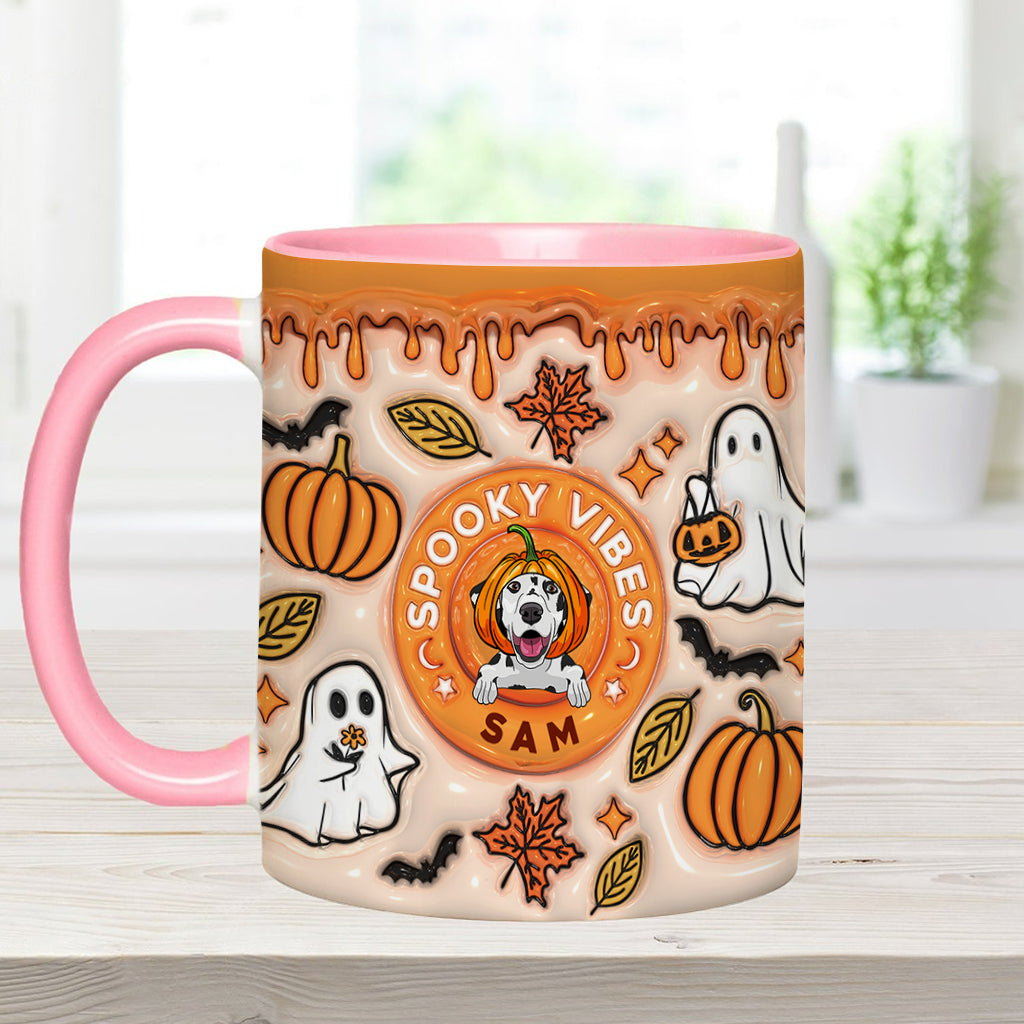Spooky Vibes Ghost Fall - Personalized Dog Accent Mug