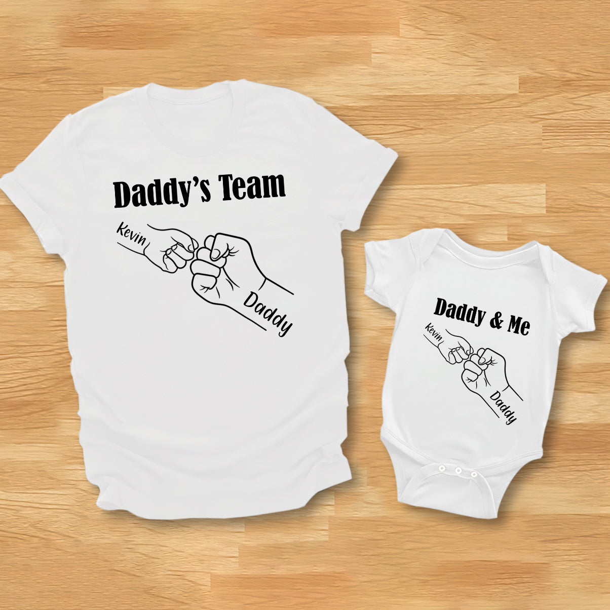 Papa und ich – Papas Team – Personalisiertes Vater-T-Shirt und Baby-Body