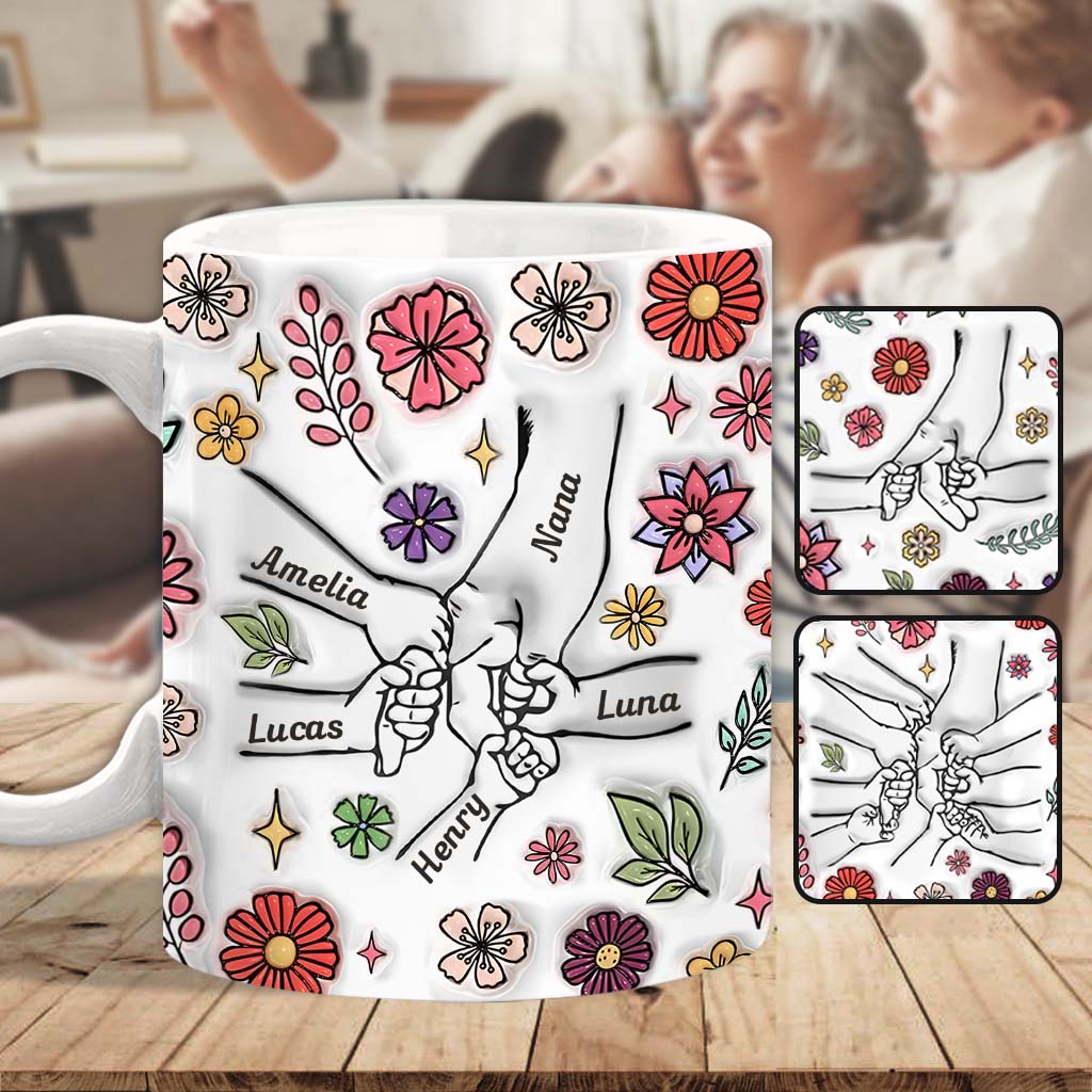 Frühlingsblumen-Hand-Haltung Oma Mama - Personalisierte Oma-Tasse