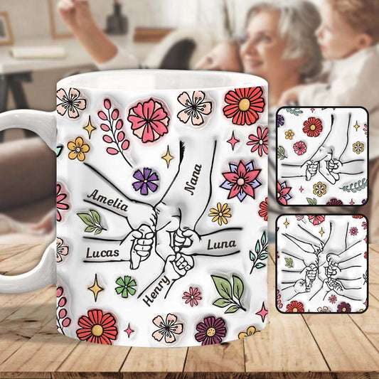 Frühlingsblumen-Hand-Haltung Oma Mama - Personalisierte Oma-Tasse
