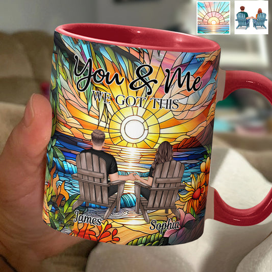 „Du und ich, wir schaffen das“ – personalisierte Tasse für Paare