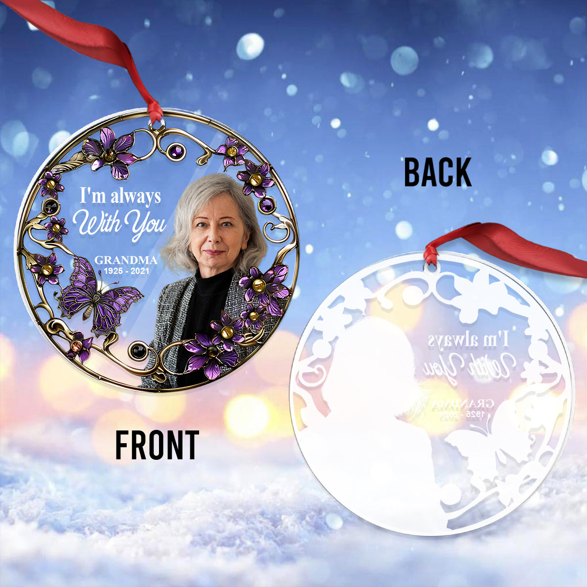 I'm Always With You - Personalized Memorial Circle Transparent Ornament
