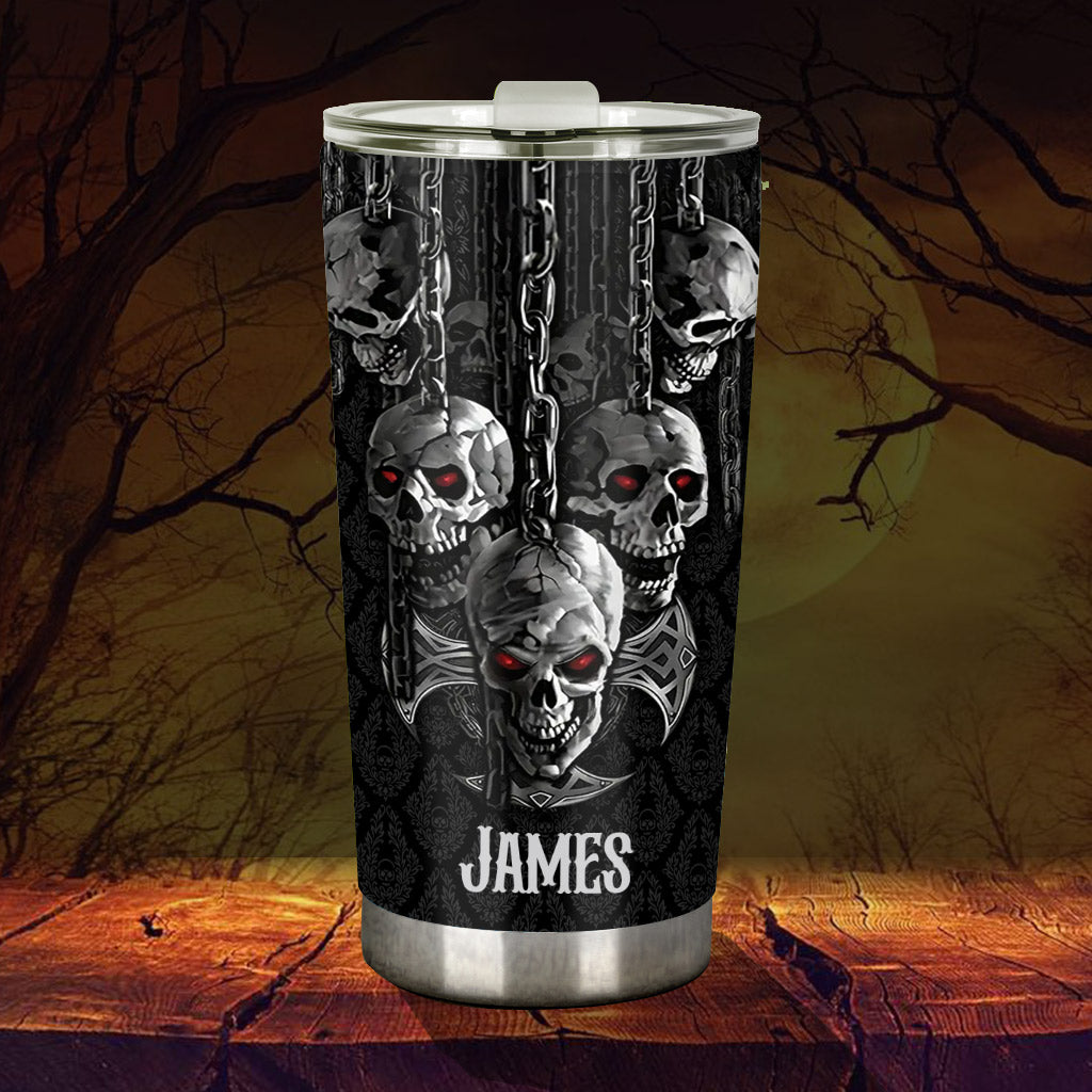 Rauchiges schwarzes Skelett – personalisierter Totenkopf-Becher
