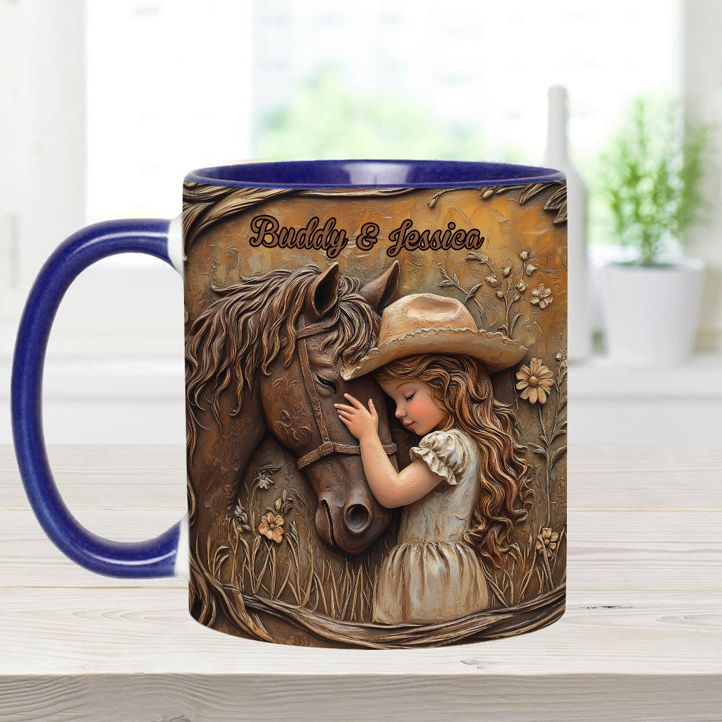 Einfach ein Mädchen, das Pferde liebt – personalisierte Tasse mit Pferdemotiv