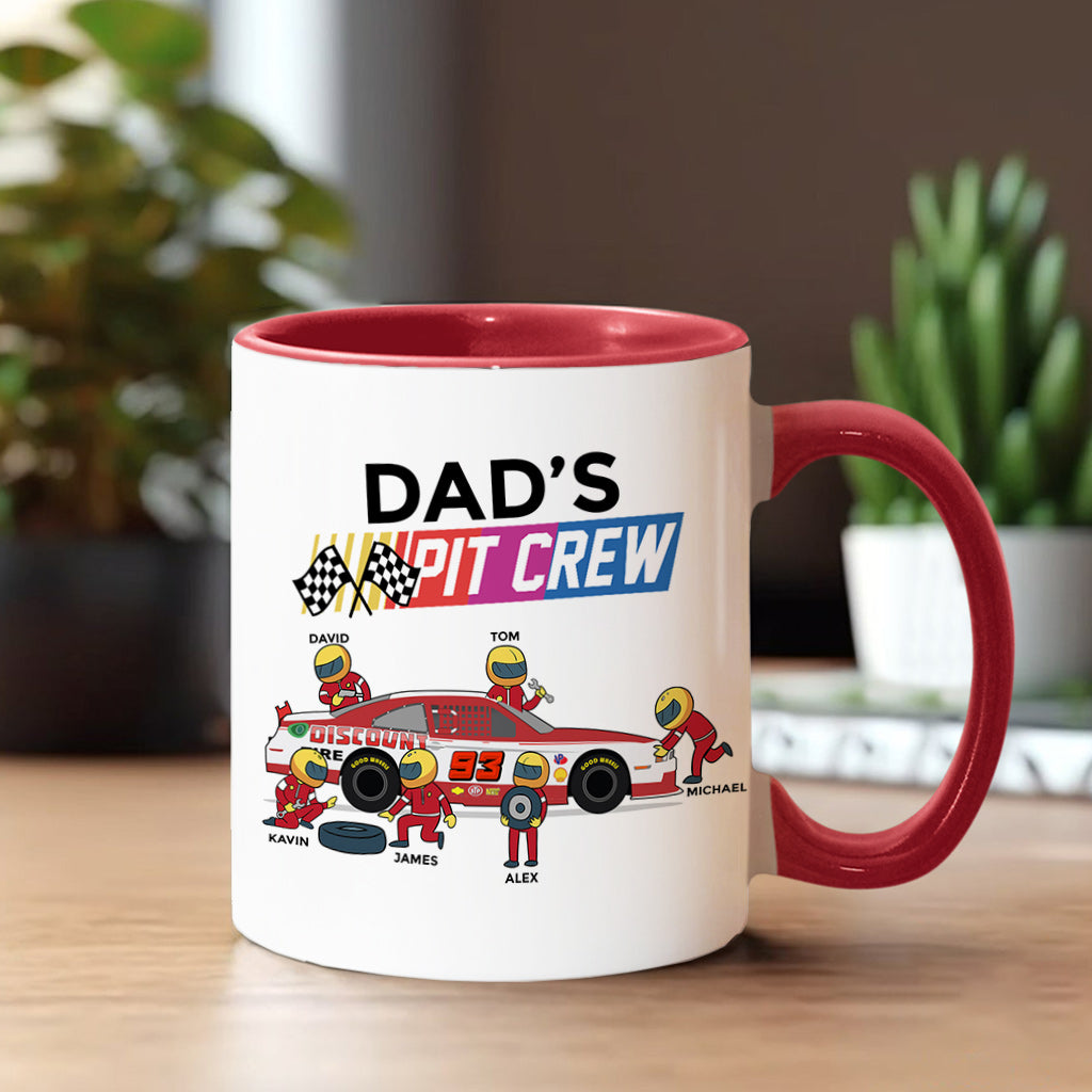 Dad's Pit Crew - Personalized Racing Accent Mug