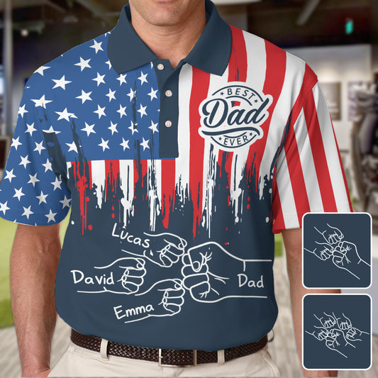 Best Dad Ever Fist - Personalized Father Polo Shirt