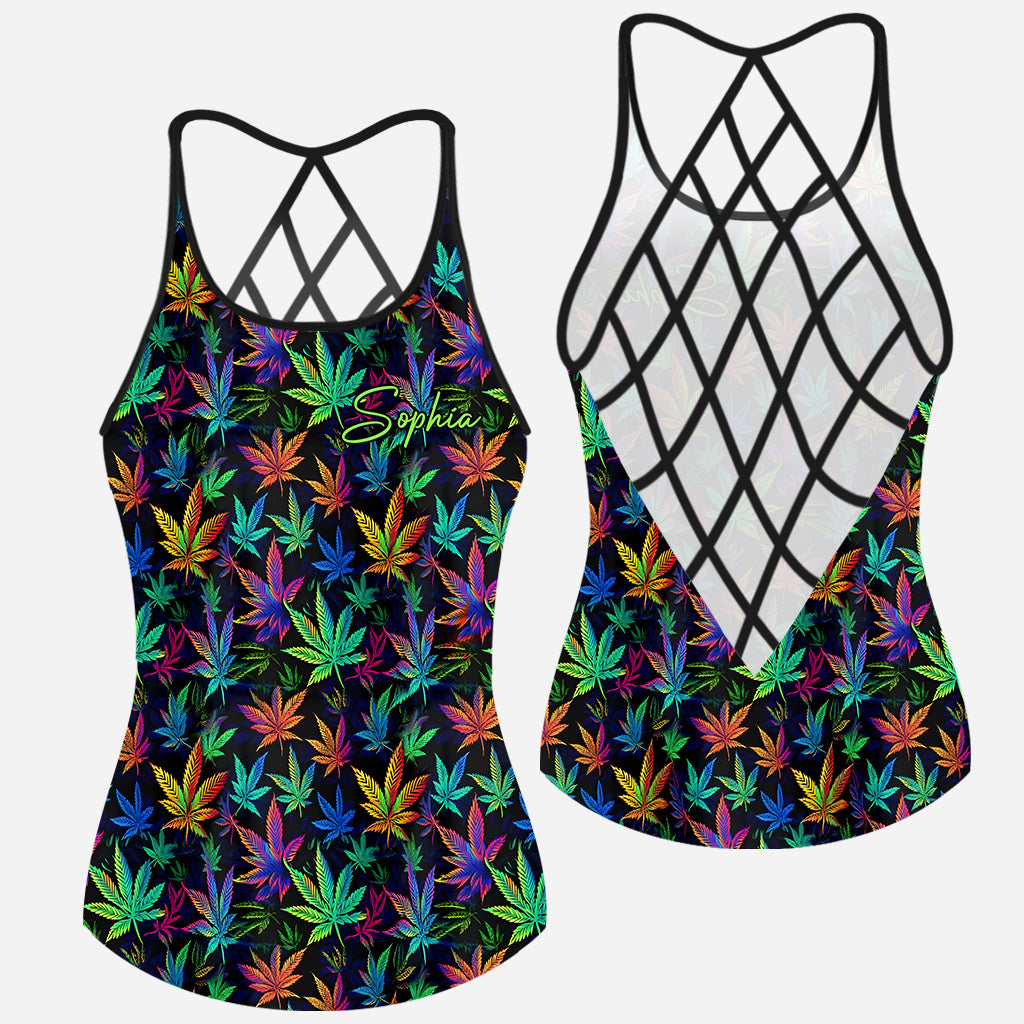 Irgendwo ist es 420 – Buntes Marihuana-Tanktop mit personalisiertem Weed-Kreuz