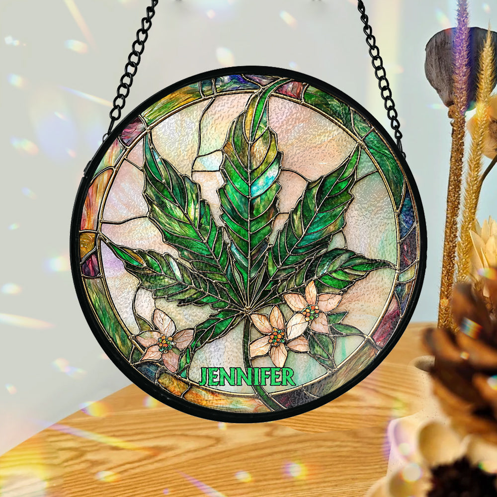 High Times - Personalized Weed Stained Glass Suncatcher