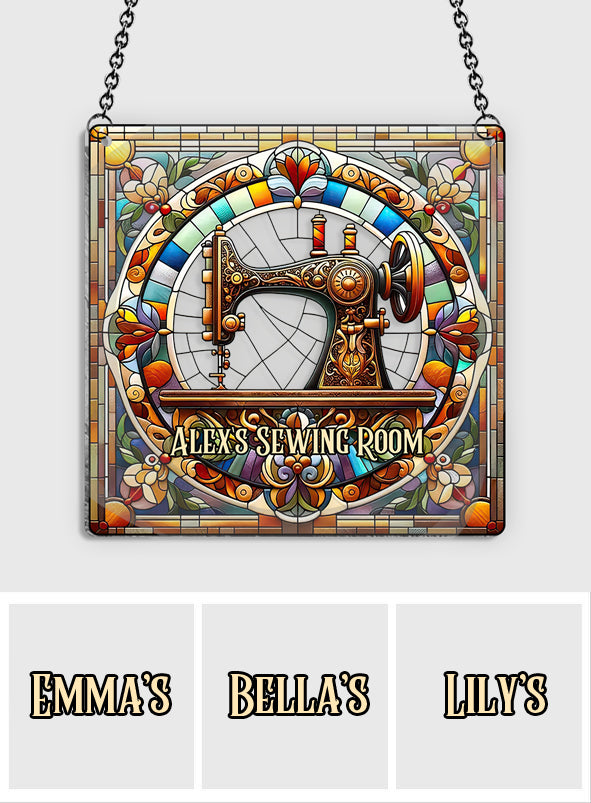 Mein Nähzimmer – Personalisierter Fensterhänger-Sonnenfänger als Schmuck 