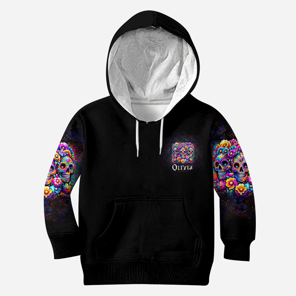 Niedliche Puppen La Catrina – Personalisierter Totenkopf-Hoodie und Leggings