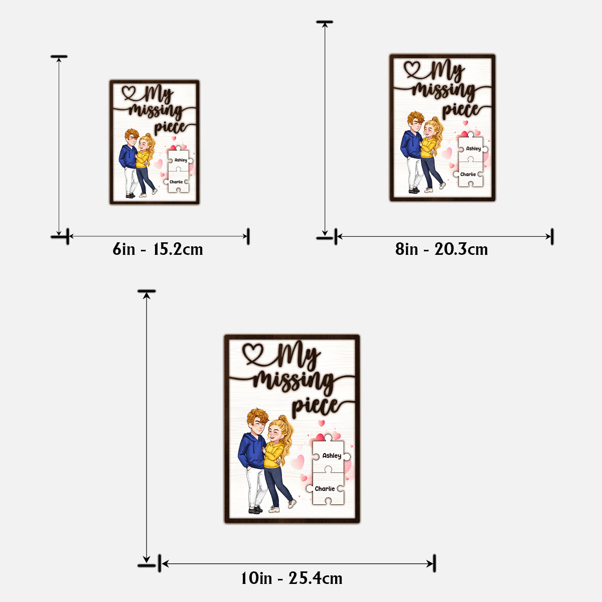 Mein fehlendes Puzzleteil – Personalisiertes zweilagiges Holzschild für Paare / Holzplakette