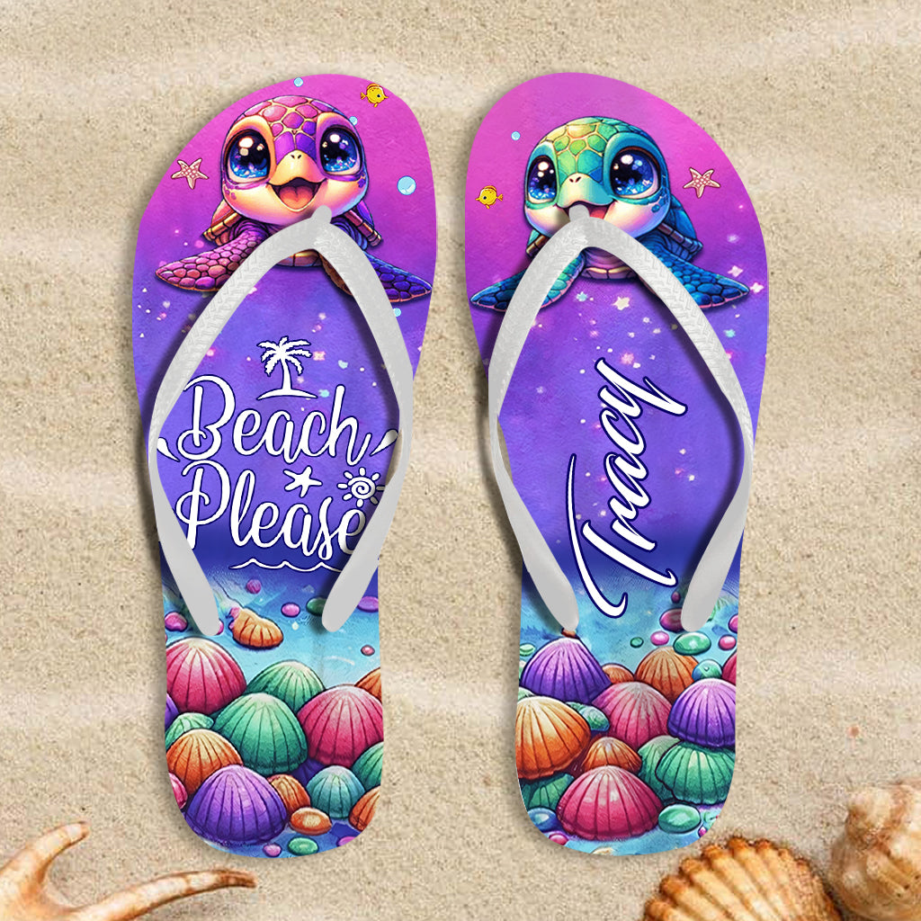 Salty Lil Beach Cutie Turles - Personalized Turtle Flip Flops