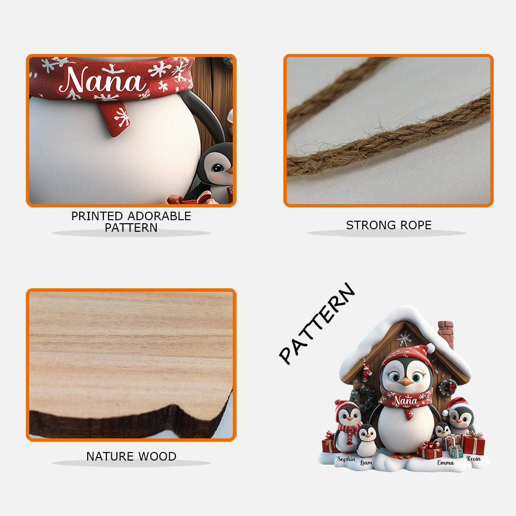 Beliebiger Titel: Niedlicher Pinguin – Personalisiertes Holzschild in individueller Form für Oma