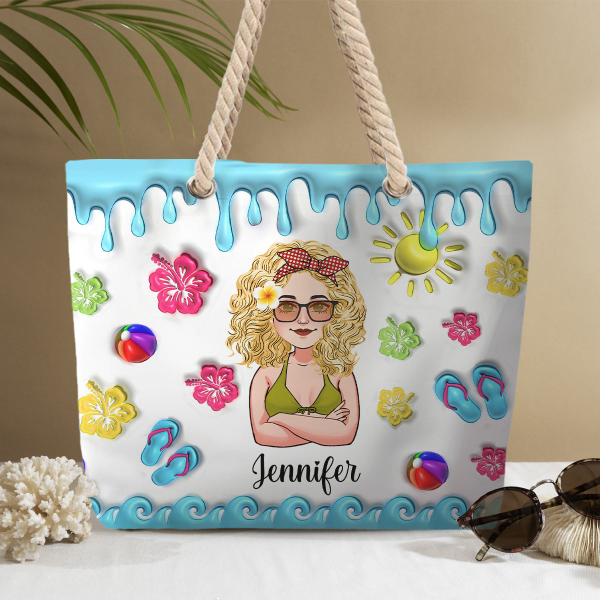 Das Leben ist schöner im Sommer – Personalisierte Strandtasche für Meeresliebhaber