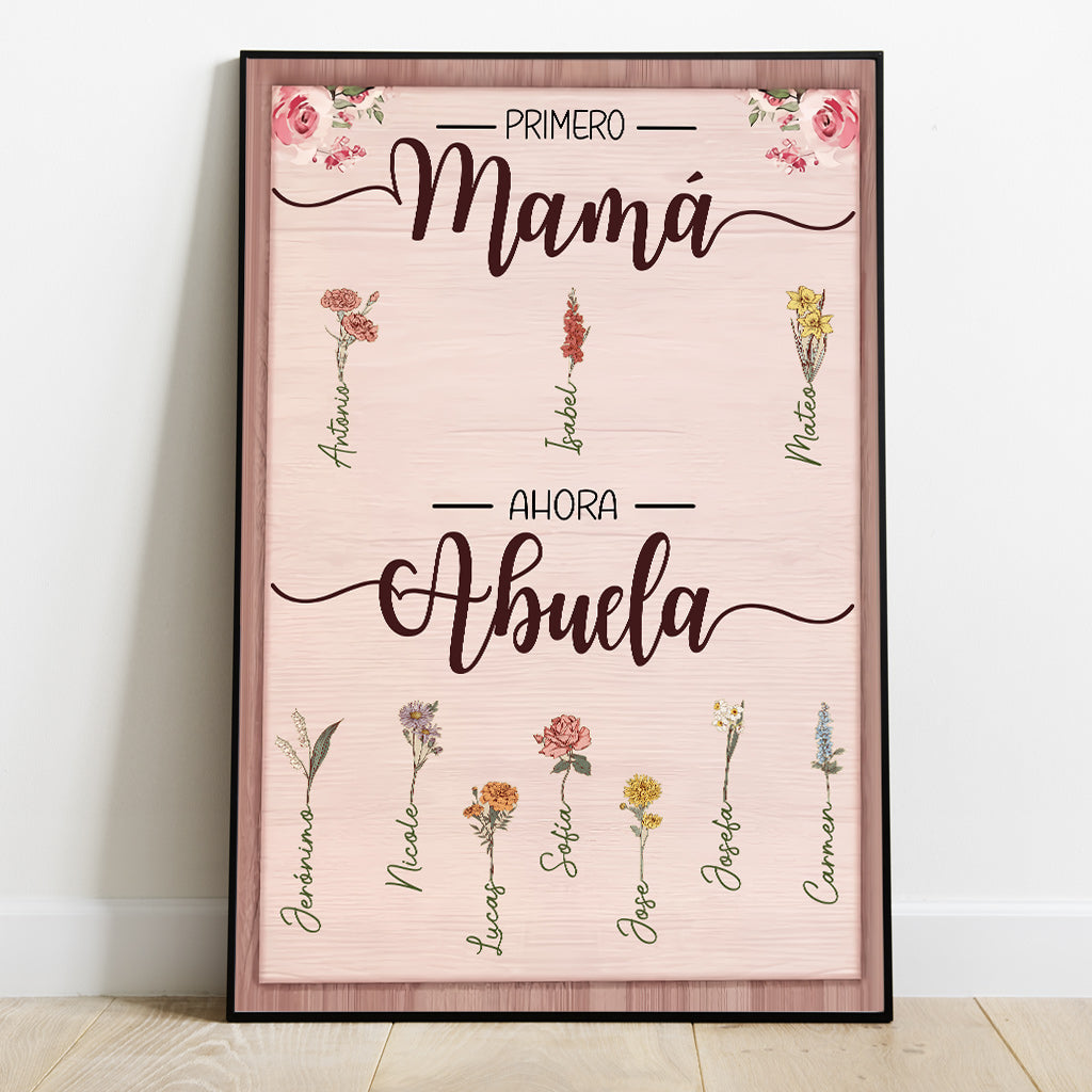 Primero Mamá Ahora Abuela – personalisierte Oma-Leinwand und Poster