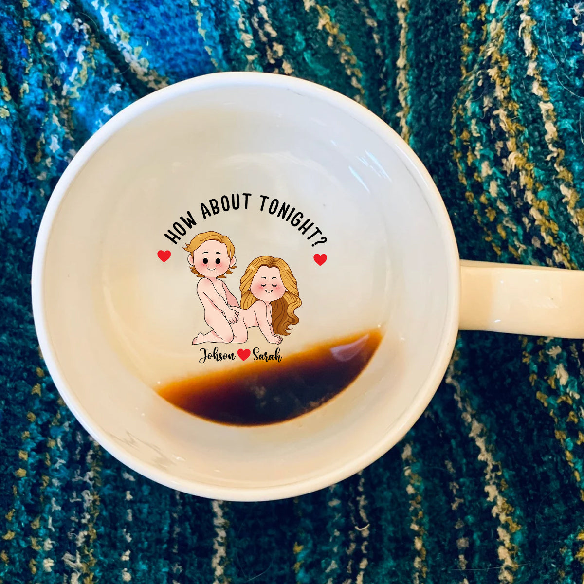 Wie wär's mit heute Abend? - Personalisierte Tasse für Paare mit versteckter Botschaft