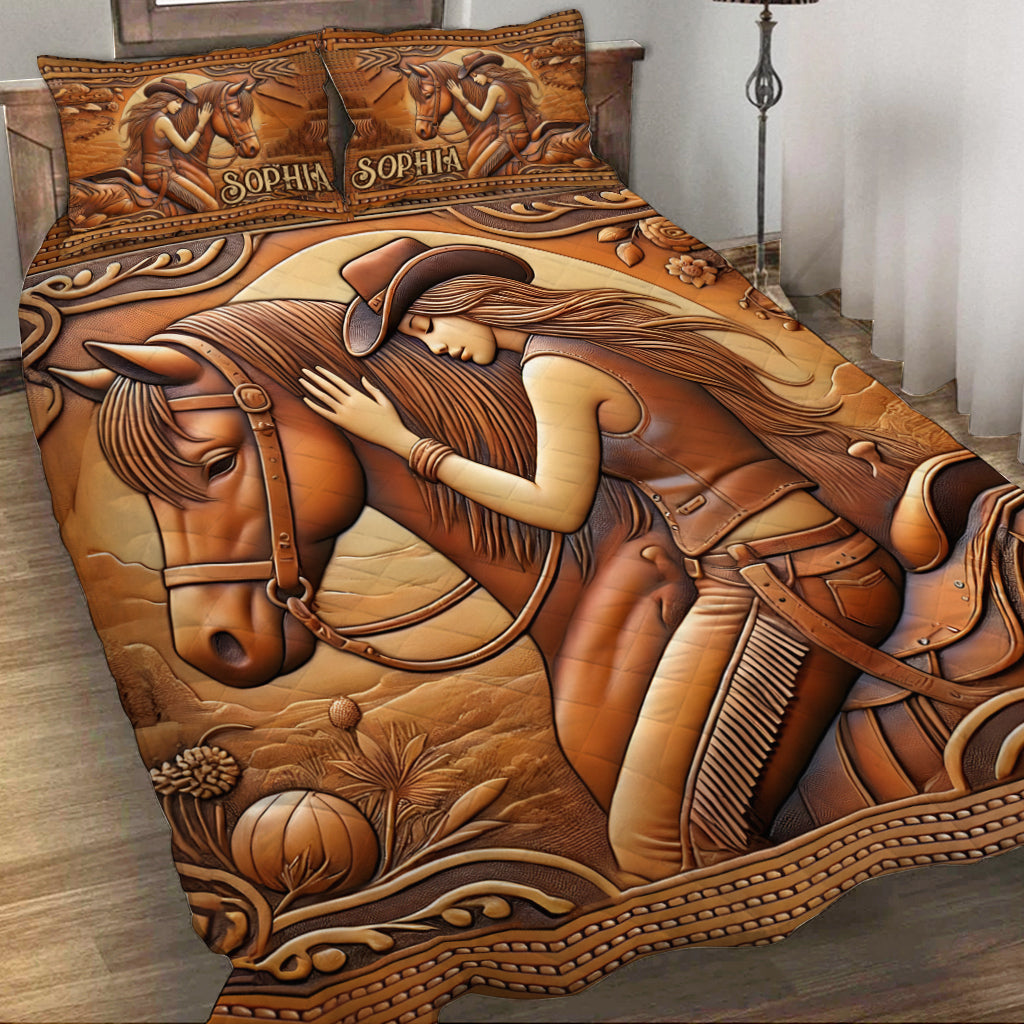 Ein Mädchen und ihr Pferd – Personalisiertes Pferde-Quilt-Set