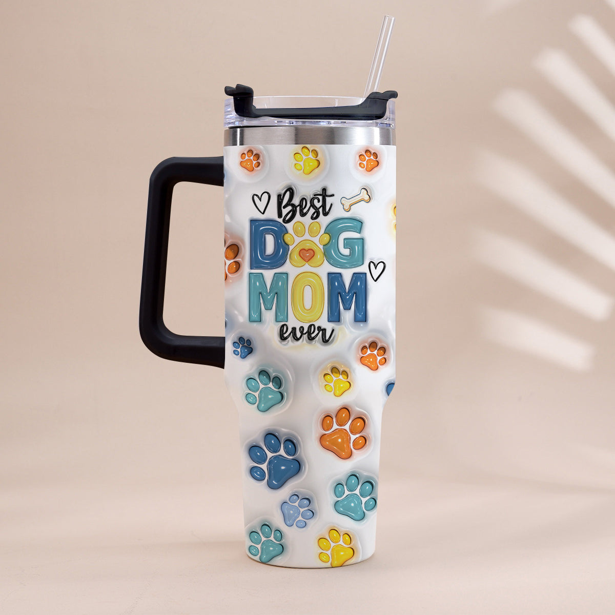 Bester Hunde-Papa/Beste Hunde-Mama aller Zeiten – Personalisierter Hunde-Trinkbecher mit Henkel