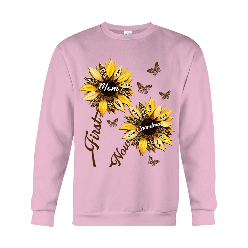 Erst Mama, jetzt Oma Sonnenblume – Personalisiertes Oma-T-Shirt und Hoodie
