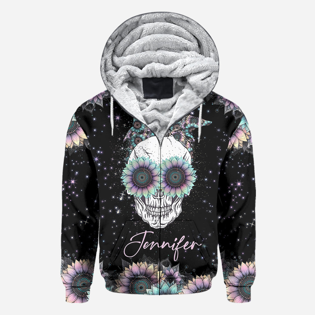 Zero F Given Pink Blue Sunflower - Personalisiertes Totenkopf-Shirt