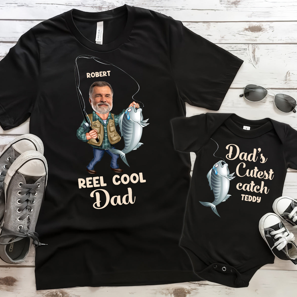 Echt cooler Papa – Personalisiertes Angel-T-Shirt und Babybody
