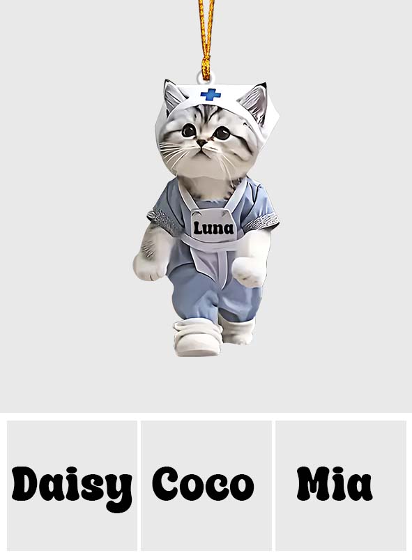 Cute Cat Nurse - Personalized Nurse Ornament
