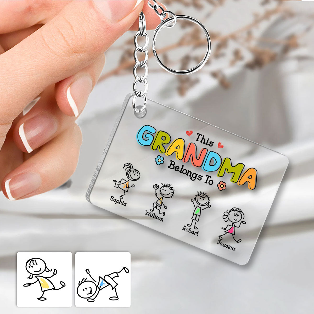 This Grandma Belongs To Drawing - Personalized Grandma Transparent Keychain